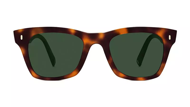 Ugogbe anya maka anwụ nke Warby Parker Harris na Oak Barrel nwere oghere Green-Grey $95