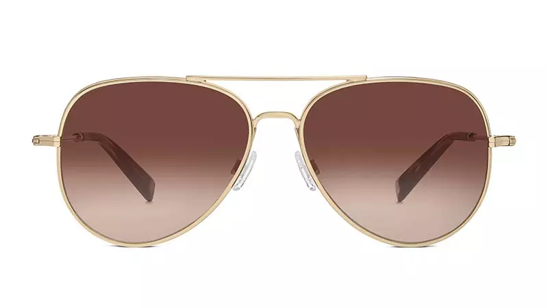 Warby Parker Raider Sunglasses نىڭ ئالتۇن رەڭدىكى قوڭۇر رەڭلىك Gradient لىنزىسى 145 دوللار