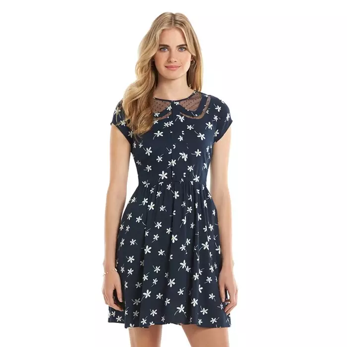 Lauren Conrad x Minnie Mouse Daisy Print Fit & Flare сукенка