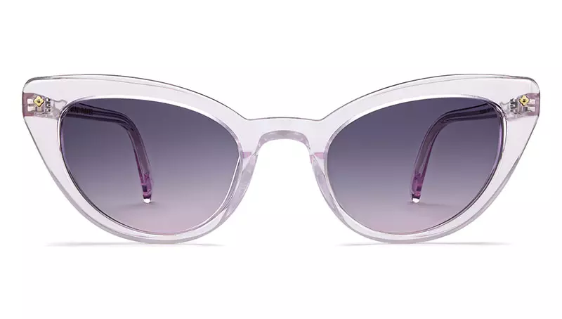 Сонцезахисні окуляри Warby Parker x Leith Clark Evelina у кольорі Lavender Crystal з фіолетовими градієнтними лінзами $145