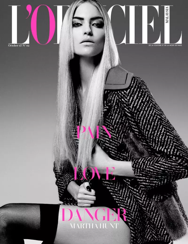 Martha Hunt på L'Officiel Malaysia oktober 2015 forside