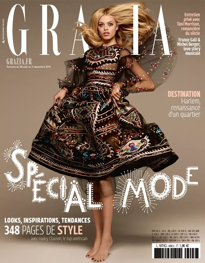 Hailey Clauson 在 Grazia France 2015 年 9 月的封面上