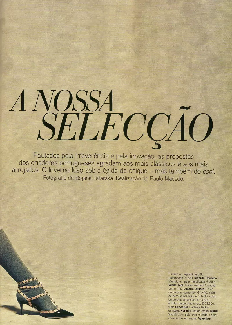 Олга Шерер барои Vogue Португалия сентябри 2010 аз ҷониби Бояна Татарска
