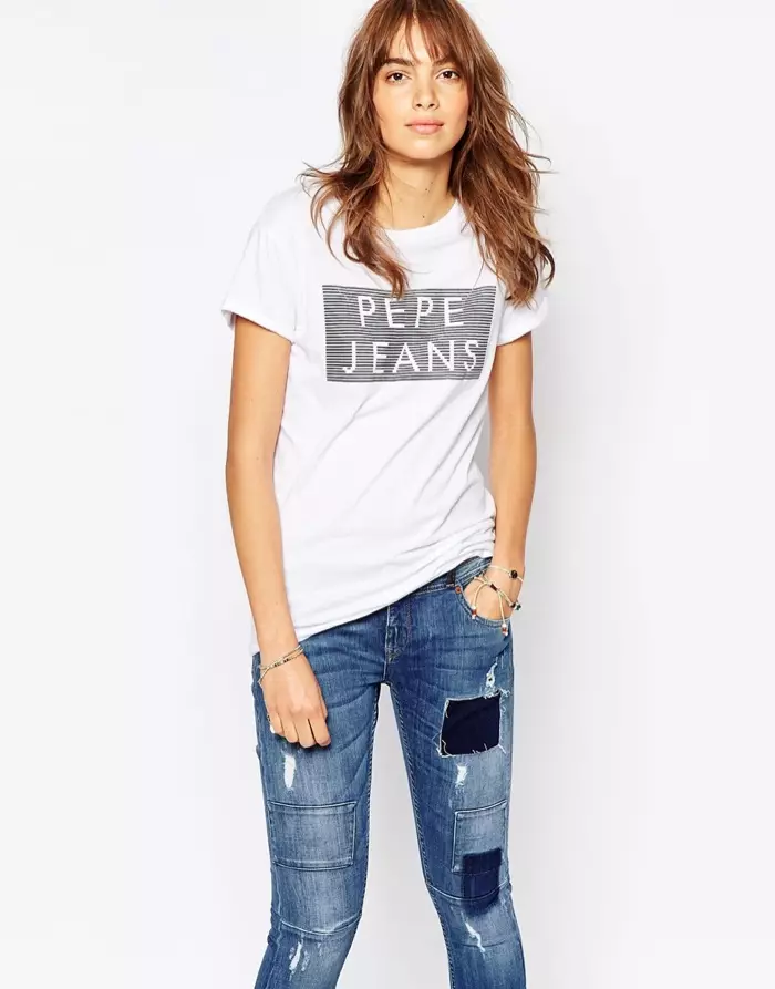T-shirt con logo Pepe Jeans e dettaglio floccato