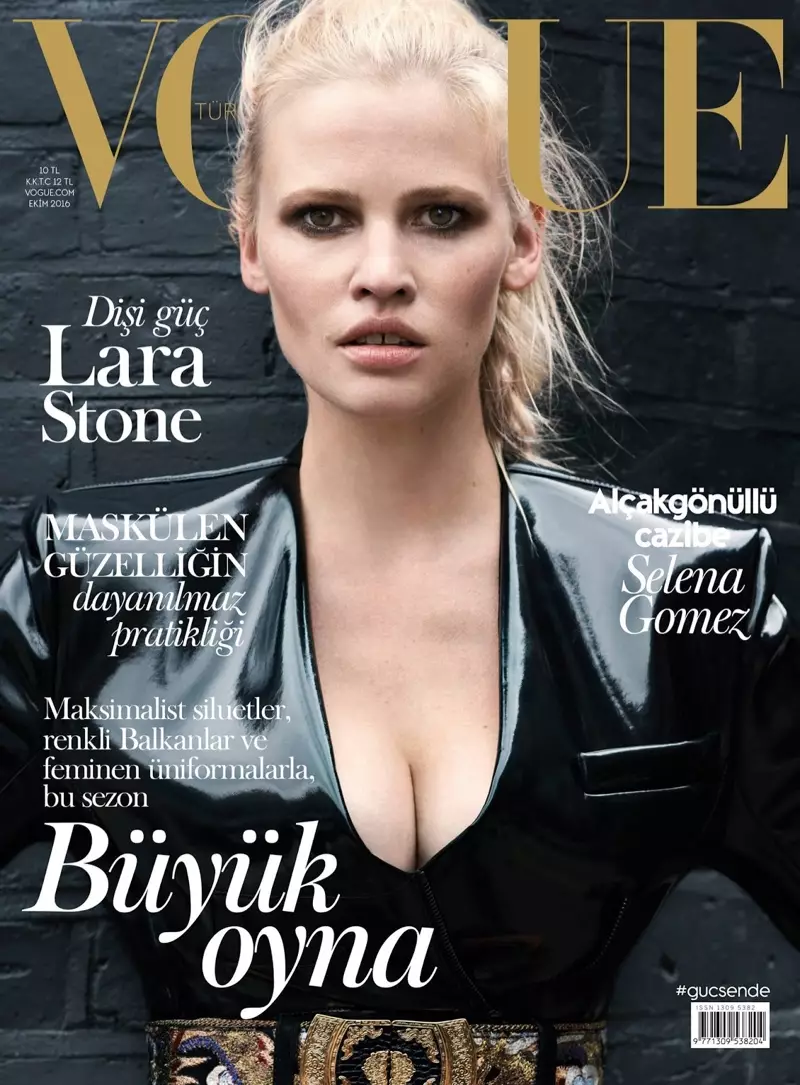 Lara Stone ar Vogue Twrci Clawr Hydref 2016