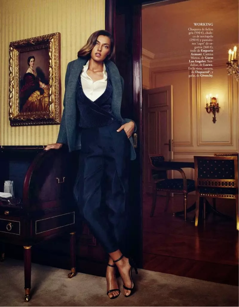 Alina Baikova porte un style d'inspiration britannique pour Xavi Gordo dans Elle Spain Shoot