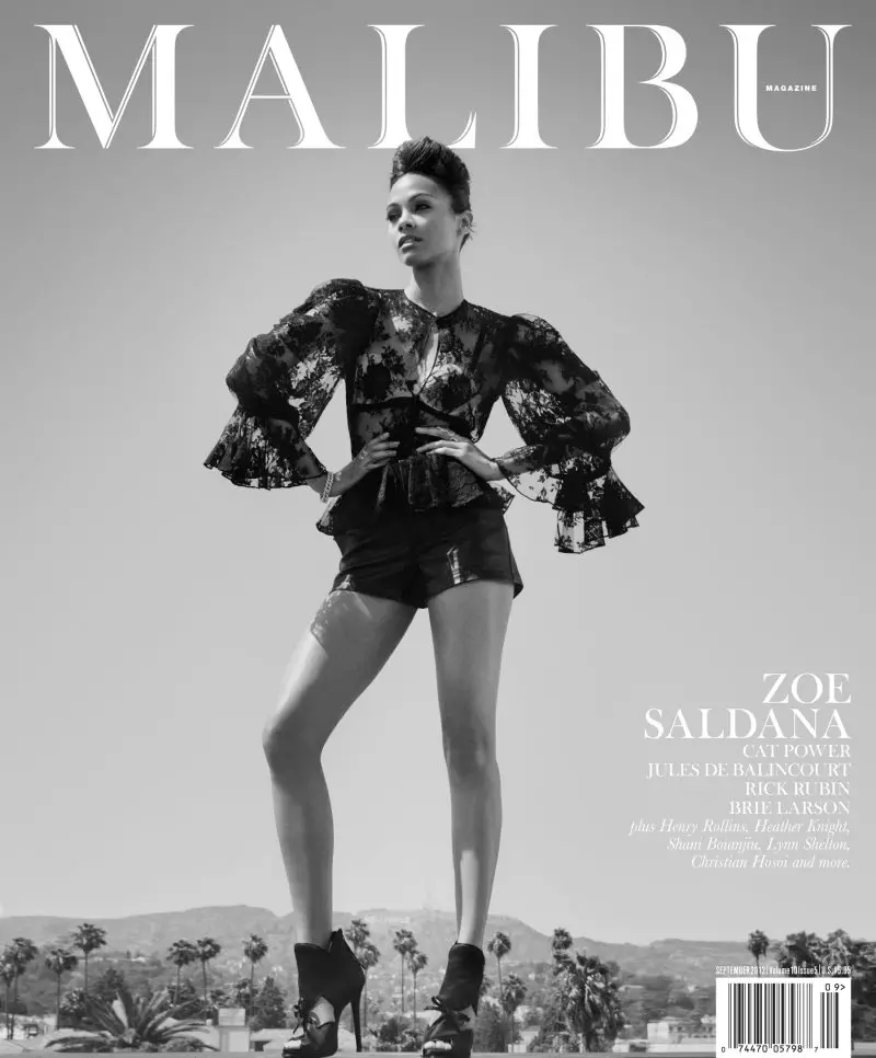 Zoe Saldana Smolders na reportagem de capa de setembro da revista Malibu por Mark Squires