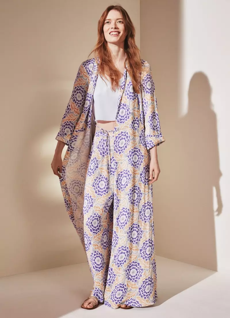 Giimprinta nga kimono nga dyaket, pang-itaas ug karsones gikan sa H&M's summer 2016 collection