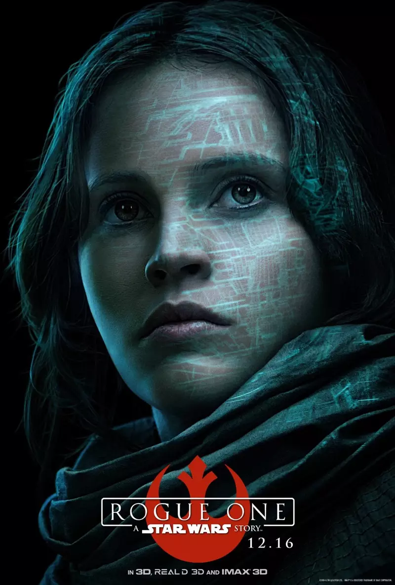 Felicity Jones na filmovém plakátu Rogue One: A Star Wars Story