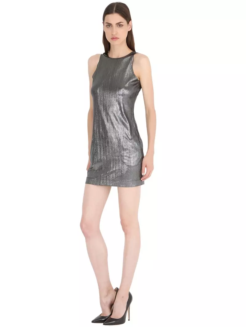 Siran Metallic Ribbed Jurk