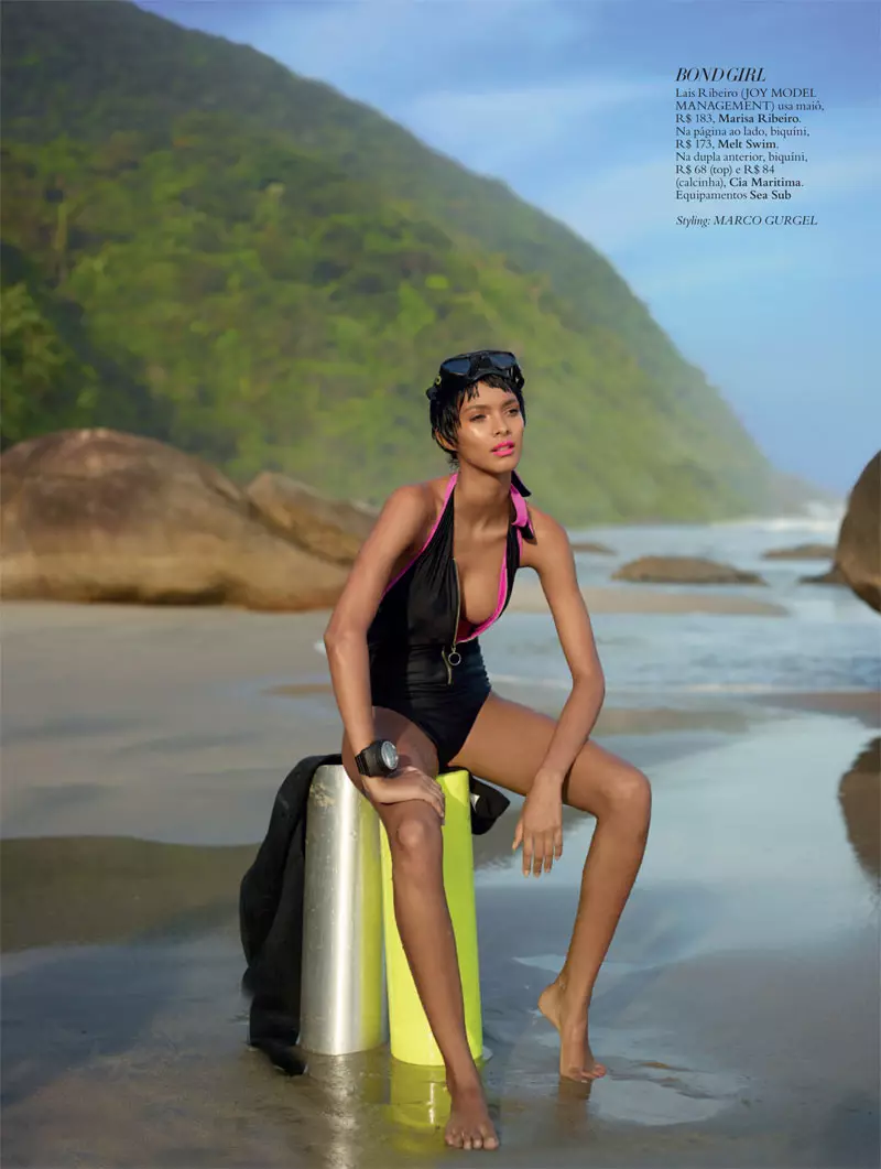 Harper's Bazaar Brezilya için Lais Ribeiro Sports Scuba Style Ocak 2013