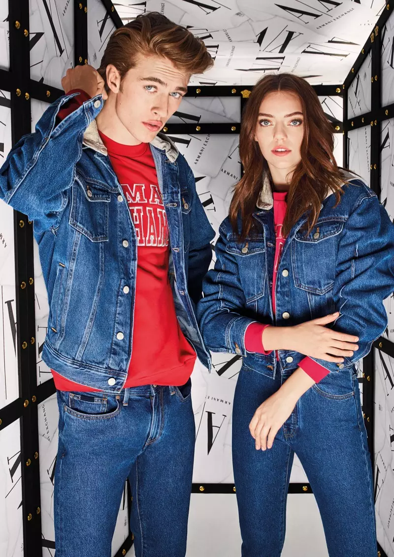 Lucky Blue e Pyper America Smith protagonizan a campaña outono-inverno de 2019 de Armani Exchange