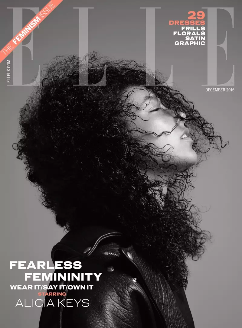 Alicia Keys ee ELLE UK Diisambar 2016 Daboolka