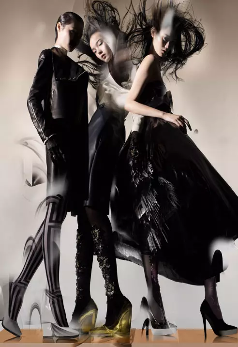 Ming Xi, Xiao Wen və Wang Xiao, Nick Knight tərəfindən Lane Crawfordun 2012-ci il payız kampaniyası üçün süpürüldü