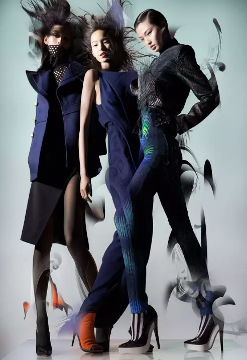 Ming Xi, Xiao Wen a Wang Xiao yn cael eu hysgubo i ffwrdd ar gyfer Ymgyrch Cwymp 2012 Lane Crawford gan Nick Knight