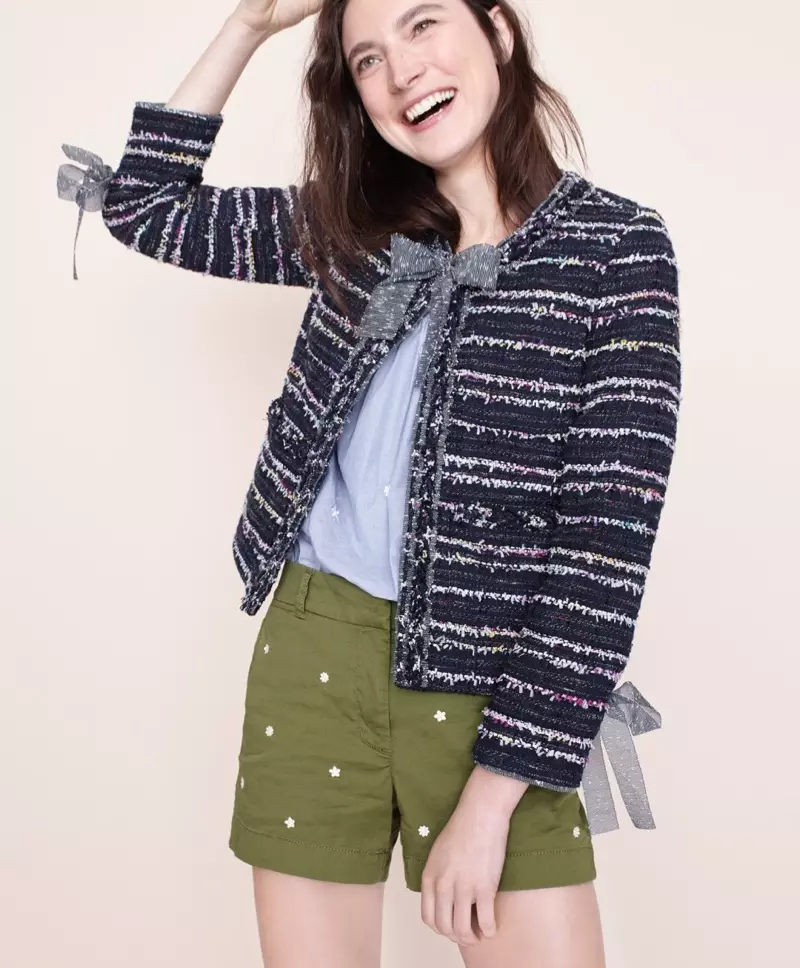 J. Crew Perfect Top with Embroidery, Tweed Lady Jacket with Ties and Embroidered 4