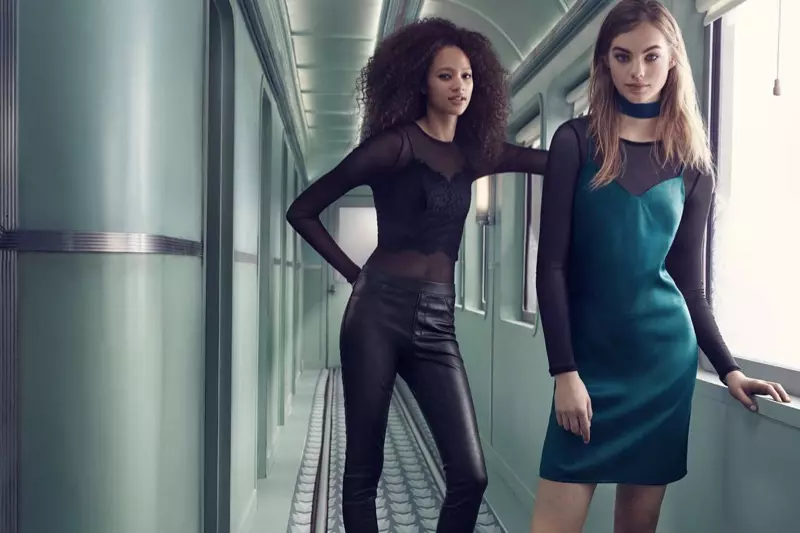 (ဘယ်) H&M Lace Bustier နှင့် Imitation Leather Treggings (ညာဘက်) H&M Satin Dress