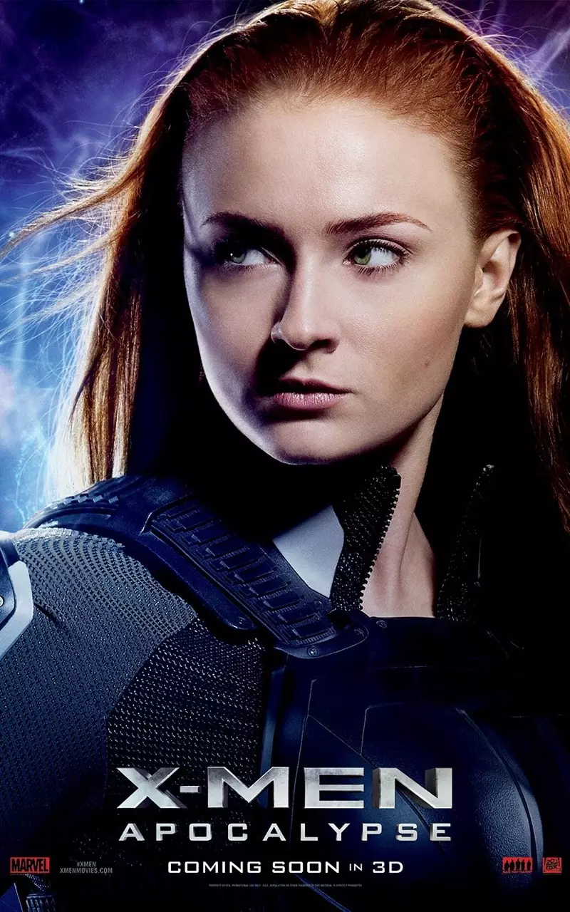 Sophie Turner na posteru filma X-Men: Apocalypse
