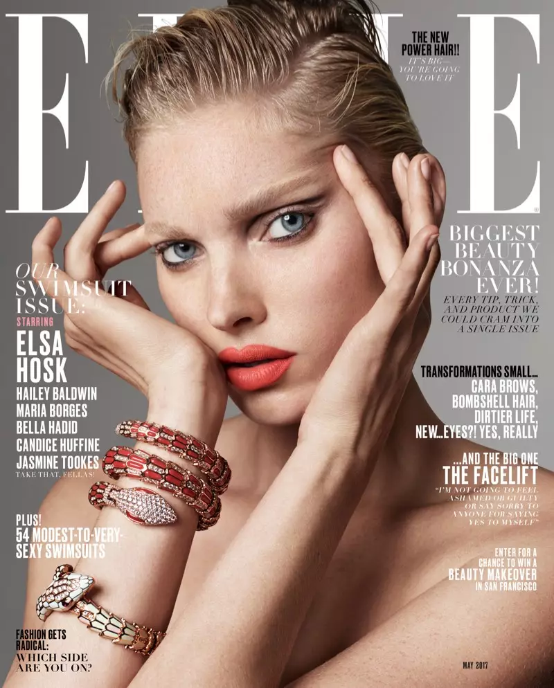 Elsa Hosk na okładce magazynu ELLE, maj 2017