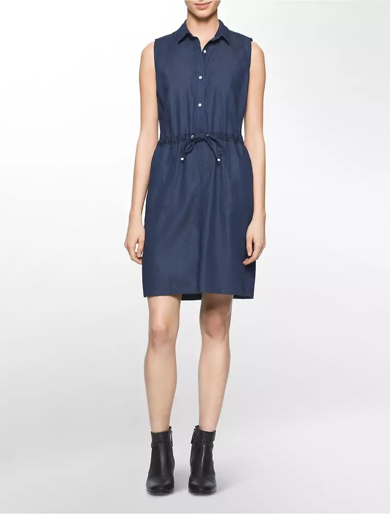 Calvin Klein Jeans Drawstring Chambray Dress