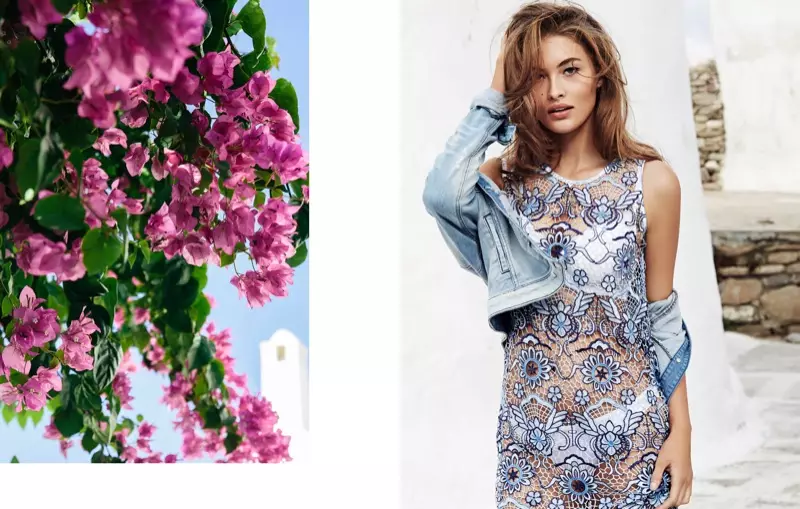 Ghọta na-egosi jaket denim jikọtara ya na uwe floral macrame na mkpọsa mmiri 2016