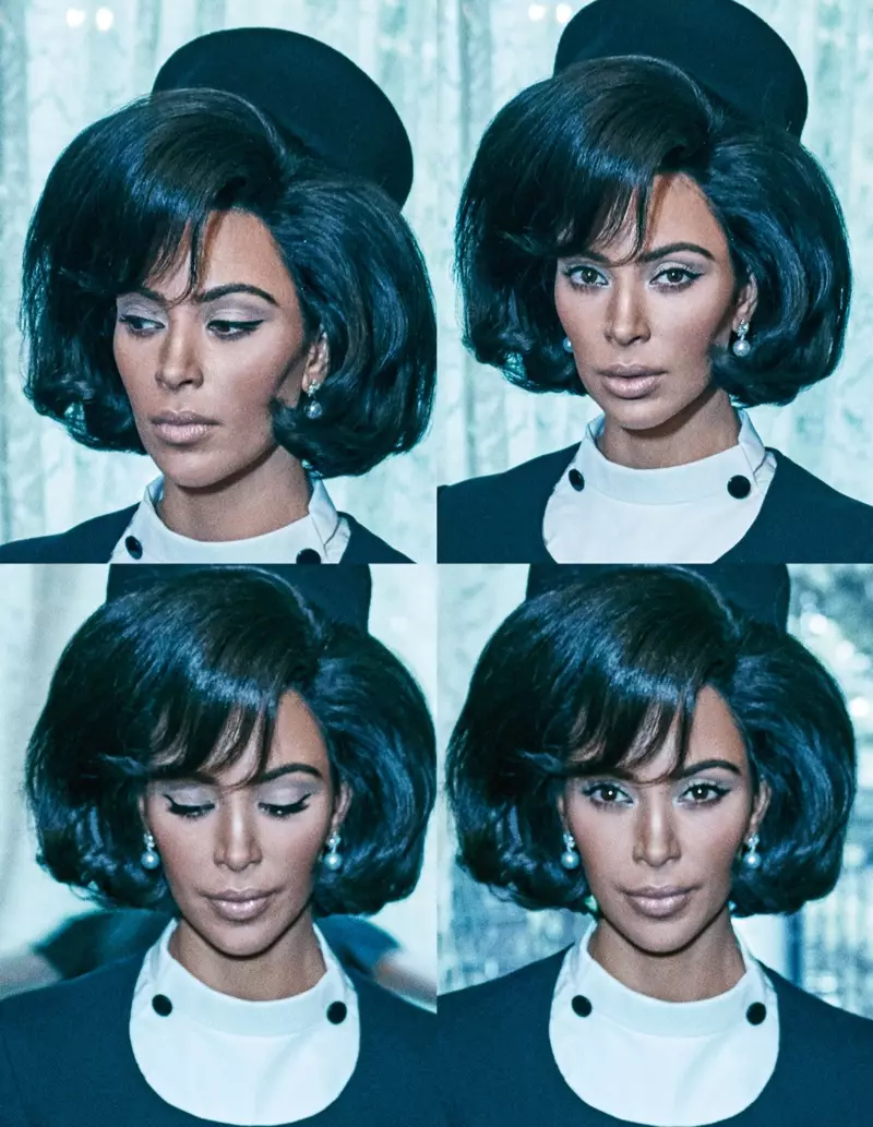 Amevaa hairstyle bouffant, Kim Kardashian huvaa 60's aliongoza kuangalia