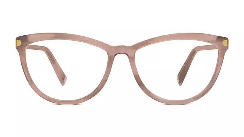 Warby Parker Louise Cov iav me me hauv Pale Rose Horn $145