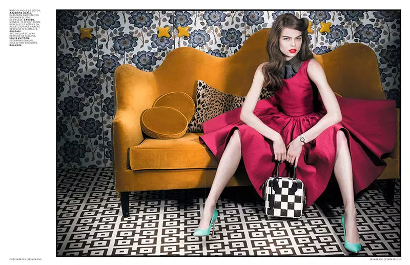 Estelle Yves Evokes 50s Elegance dla L'Officiel Paris luty 2013 autorstwa Thanassis Krikis