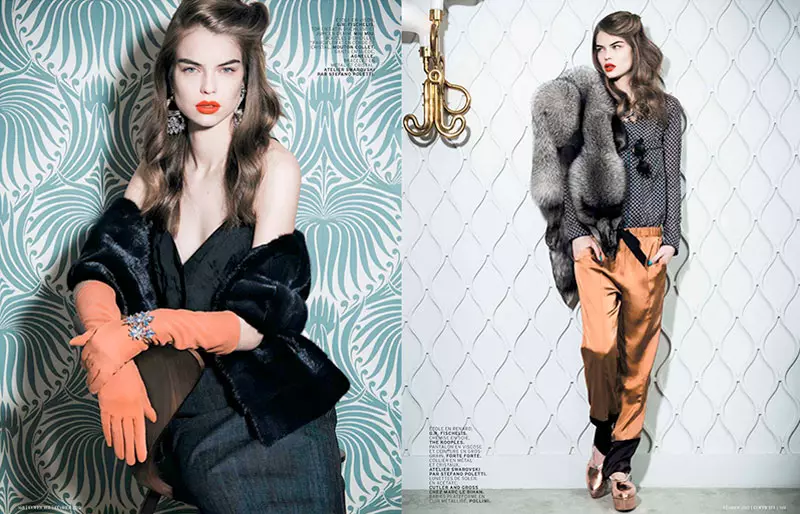 Estelle Yves Membangkitkan Keanggunan 50-an untuk L'Officiel Paris Februari 2013 oleh Thanassis Krikis