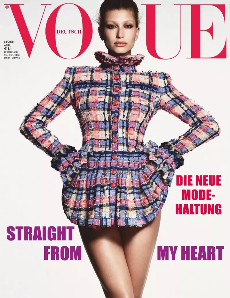 Hailey Baldwin posa con ropa de lujo para Vogue Alemania