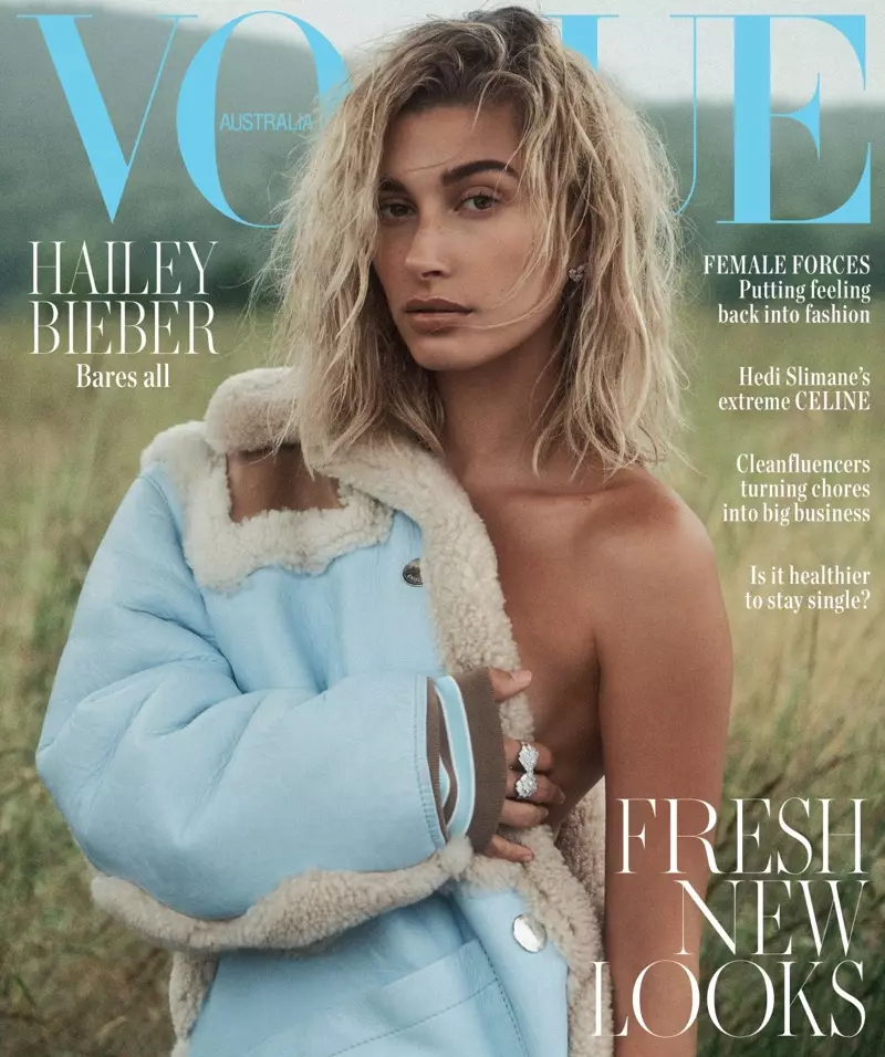 Hailey Baldwin Vogue Australië 2019 Voorbladmode-redaksie