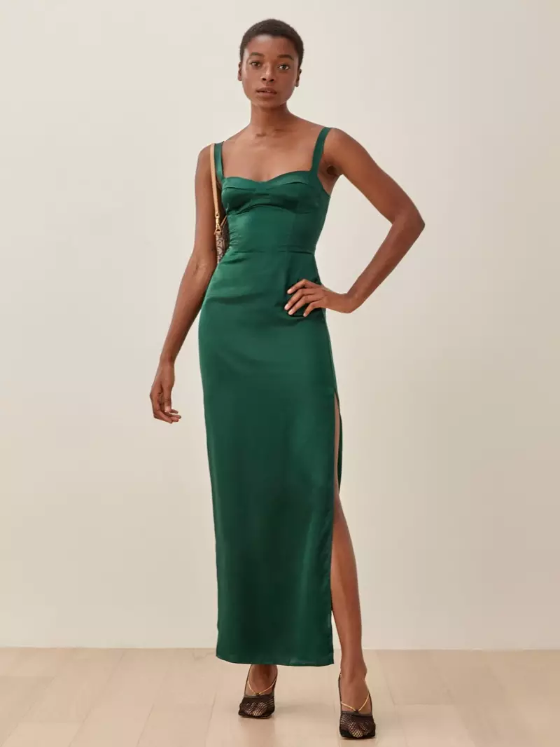 Reformation Tally Dress in Emerald $ 278