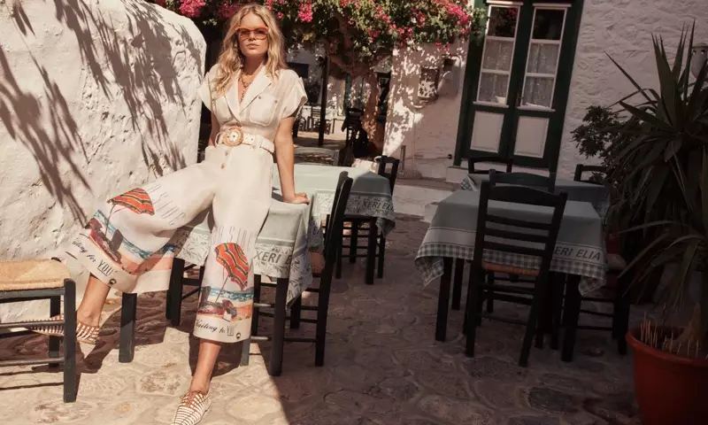 Zimmermann Postkort Jumpsuit med belte i Seaside Print.