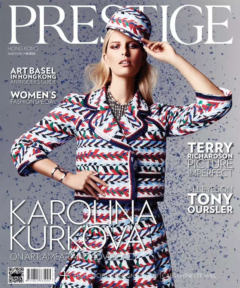 Karolina Kurkova ao amin'ny Prestige Magazine March 2016 Cover