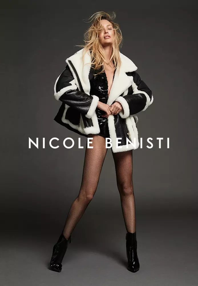 Ngabantosan sukuna, Candice Swanepoel pasang aksi pikeun kampanye Nicole Benisti usum gugur-usum 2021.