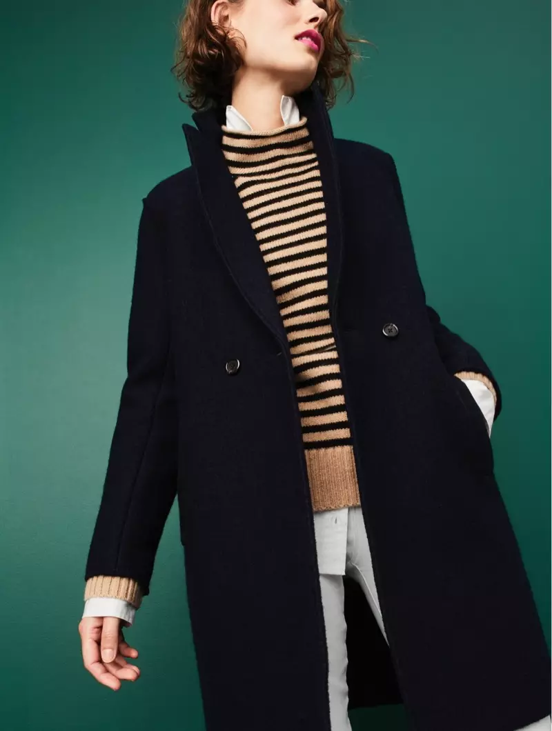 J. Crew Daphne Topcoat in Boiled Wool, Thomas Mason for J. Crew Boy Shirt, The 1999 Striped Funnelneck Sweater in Merino Wool le 9