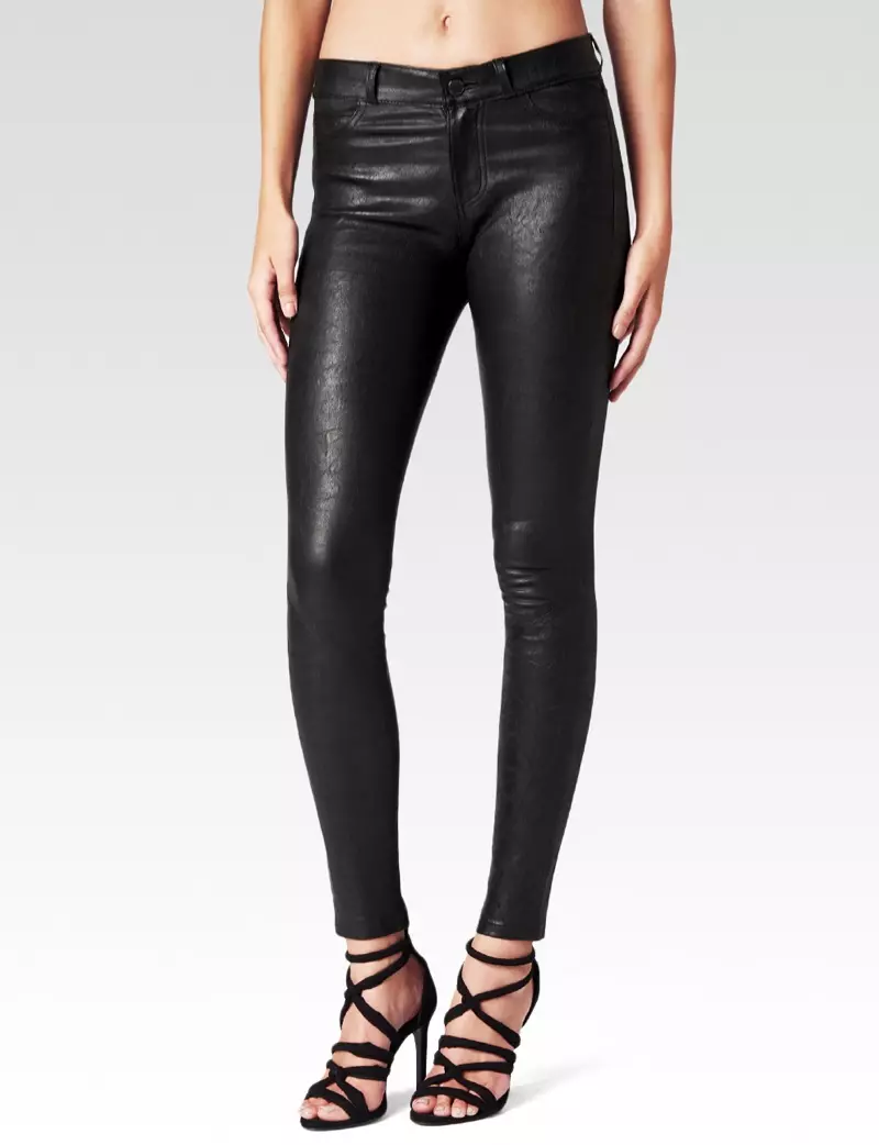 Pantaloni Paige Denim Hoxton din piele elastică neagră