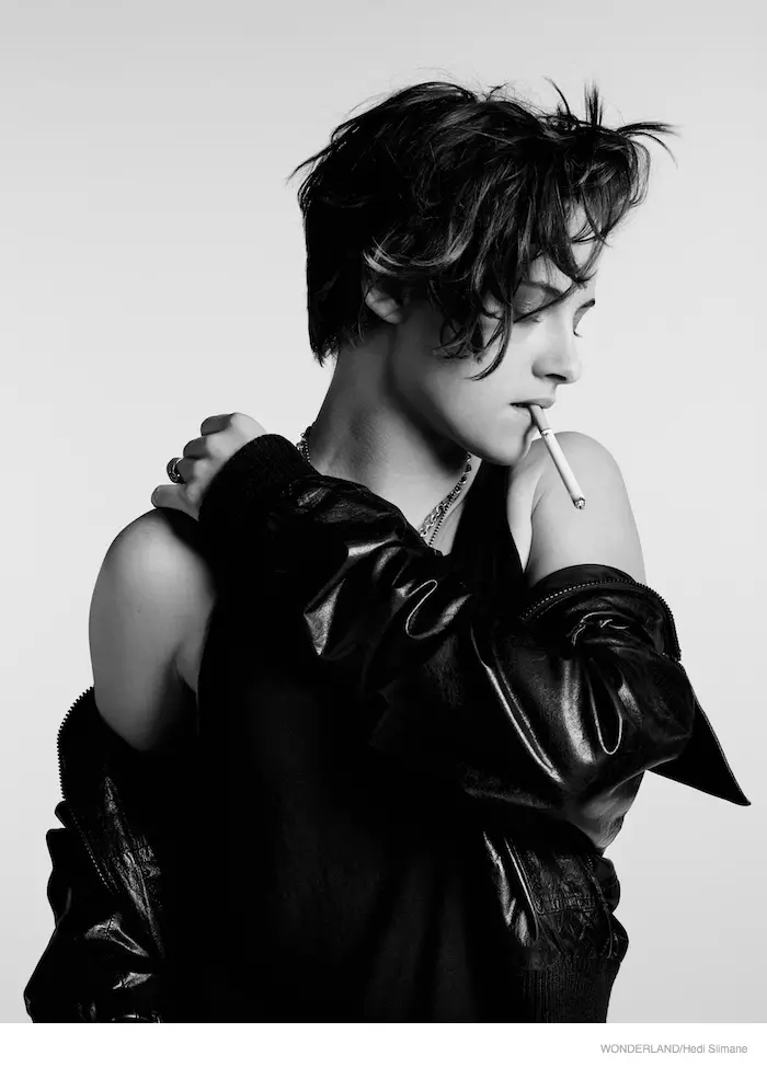 Kristen Stewart Sports Leather Jackets, T-shirts in Wonderland Shoot