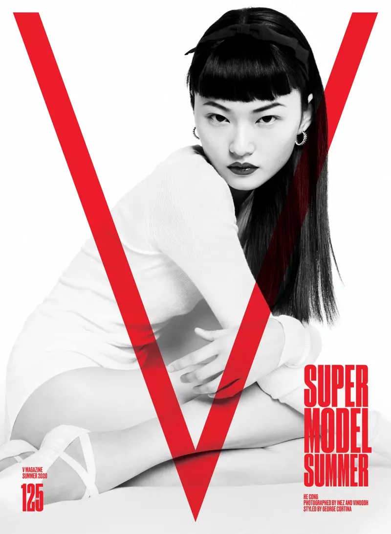 He Cong sur la couverture du V Magazine #125. Photo : Inès & Vinoodh