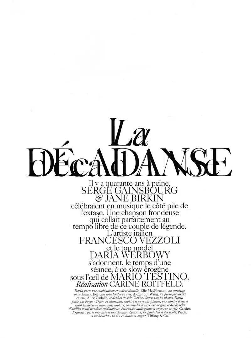 Дариа Вербоуи аз ҷониби Марио Тестино дар La Decadanse | Vogue Париж майи 2010