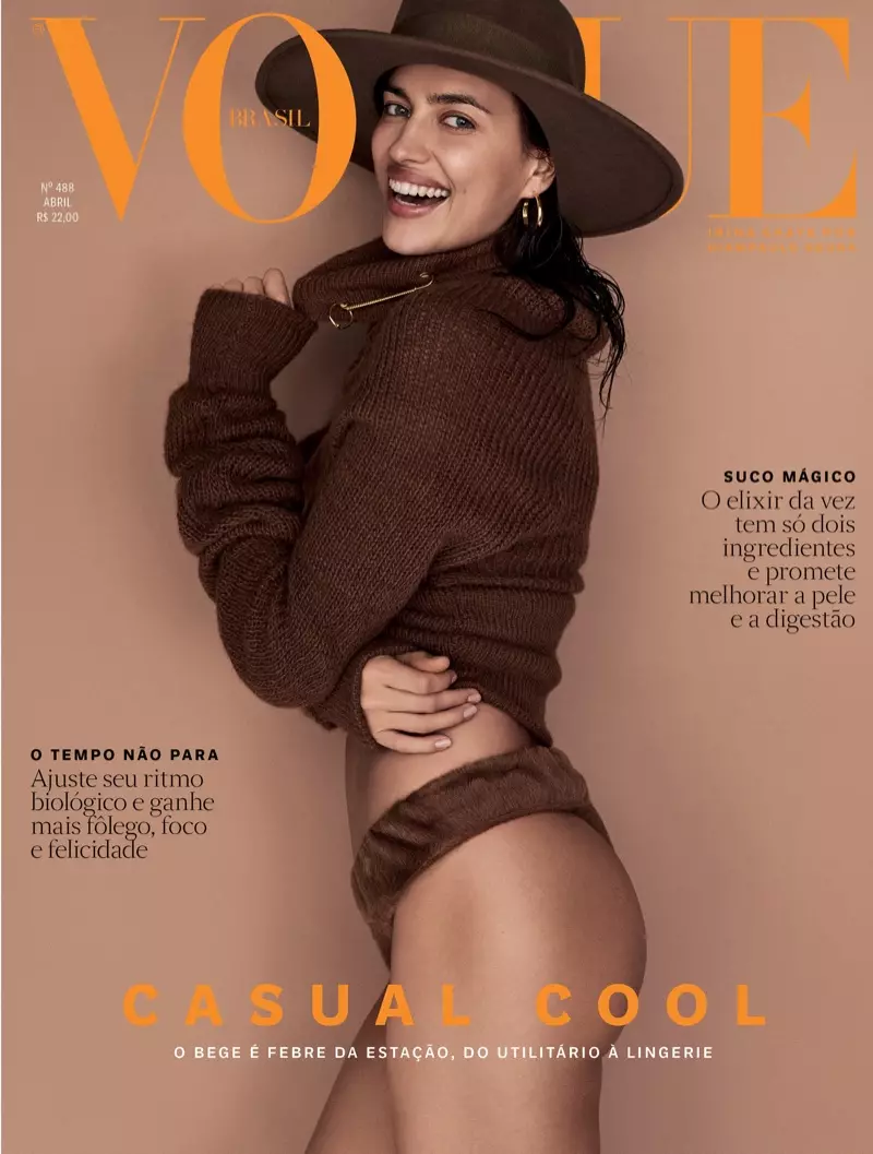 Irina Shayk îmbrățișează elementele neutre șic pentru Vogue Brazilia