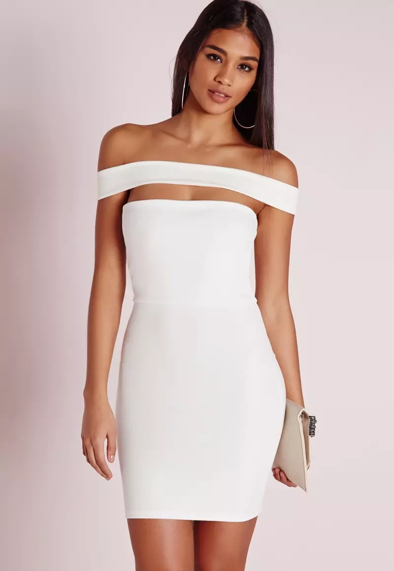 Missguided Cut Out Panel Bardot bijela haljina