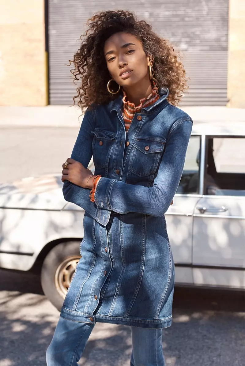 Madewell Denim ကြယ်သီးရှေ့ တွဲဝတ်ဂါဝန်