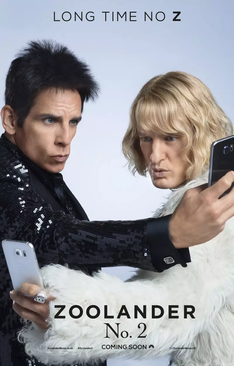 Ang poster sa pelikula sa Zoolander 2 kauban si Ben Stiller ug Owen Wilson