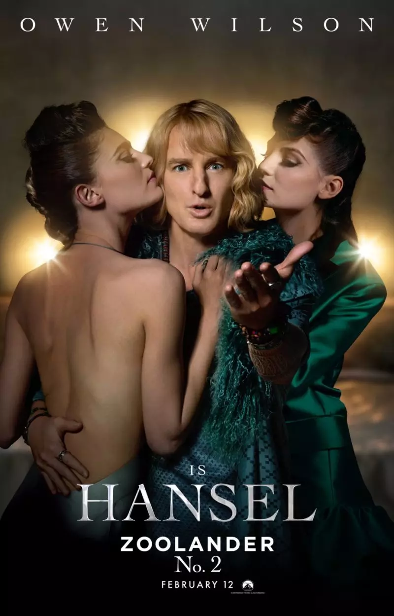 Owen Wilson jako Hansel na plakacie Zoolander 2