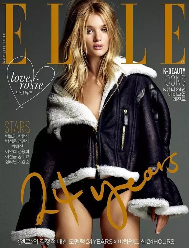 Rosie Huntington-Whiteley Smolders i Burberry for ELLE Korea