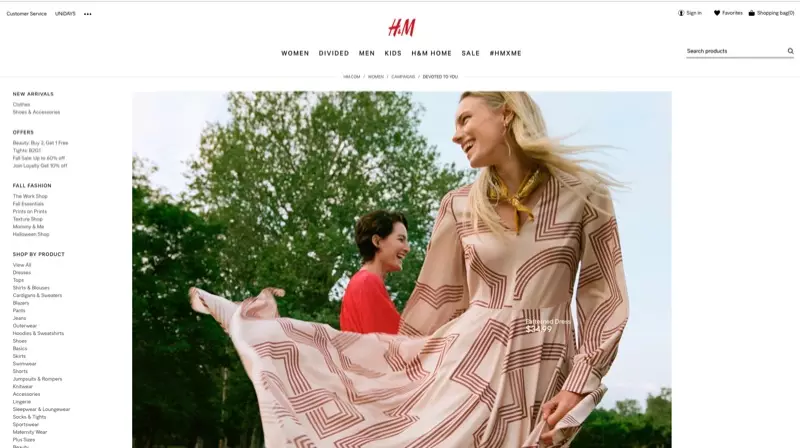 H&M web stranica