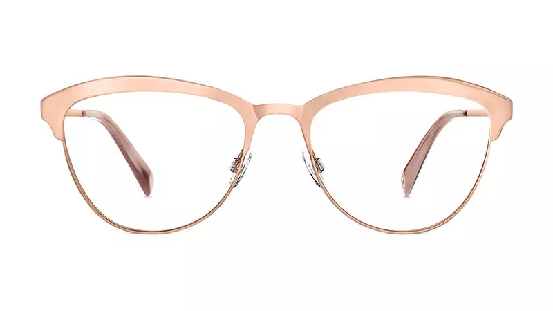 Warby Parker Louise metalen bril yn rose goud $ 145