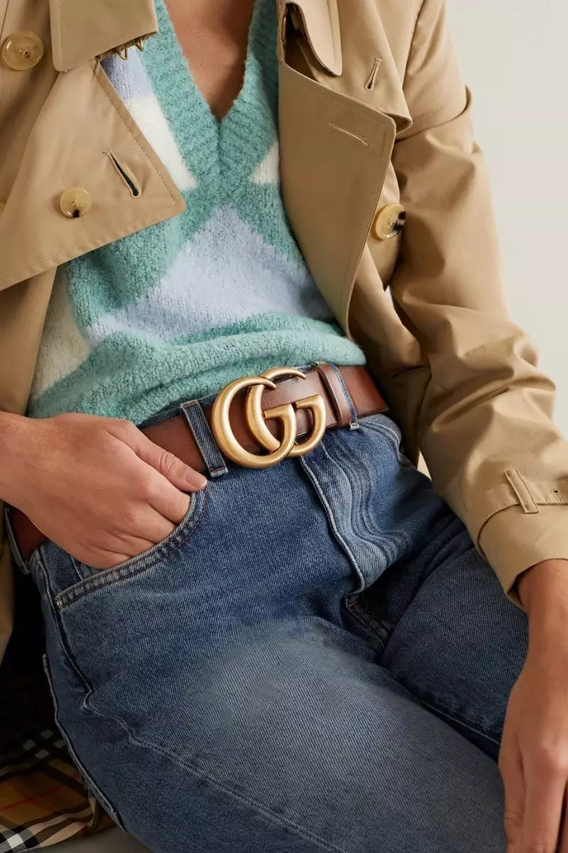 Gucci Brown Leather Double G Belt $ 490