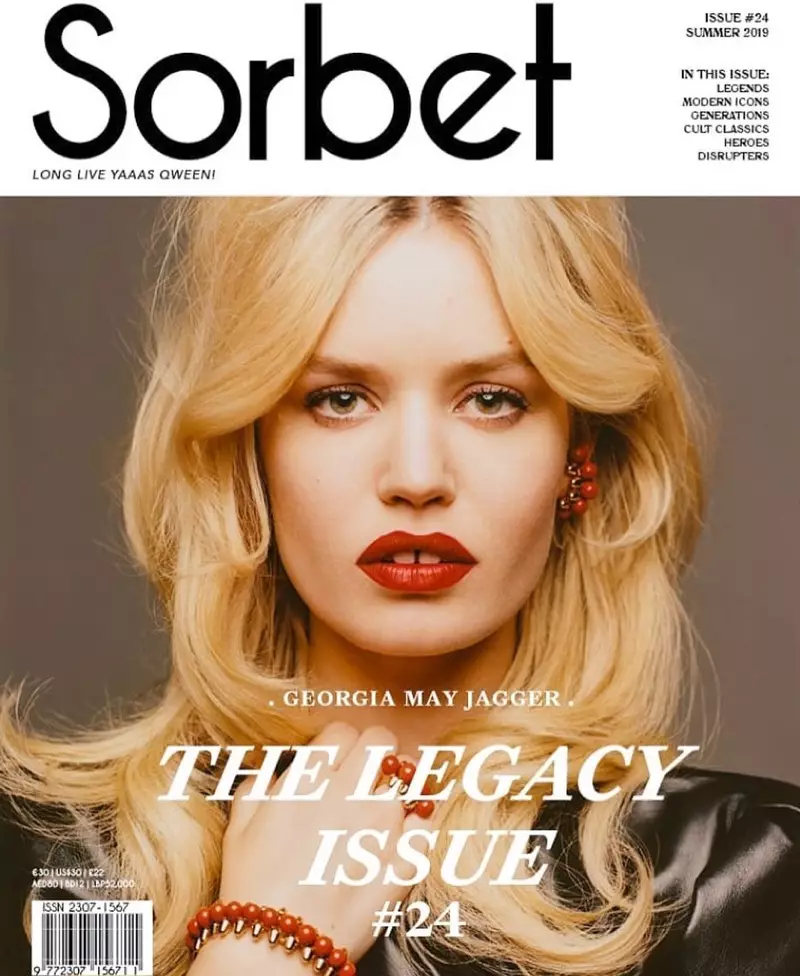 조지아 메이 재거(Georgia May Jagger), Sorbet Magazine에 대한 글램 팩터(Glam factor)를 높였습니다.
